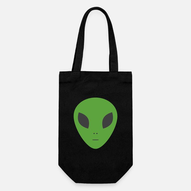 Green Alien - Gift Bag for Bottles - black