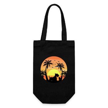 Scottish Terrier Hund Surfen Strand Palmen - Geschenkbeutel für Flaschen - Schwarz - Vorne