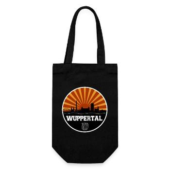 Wuppertal Retro Skyline - Geschenkbeutel für Flaschen - Schwarz - Vorne