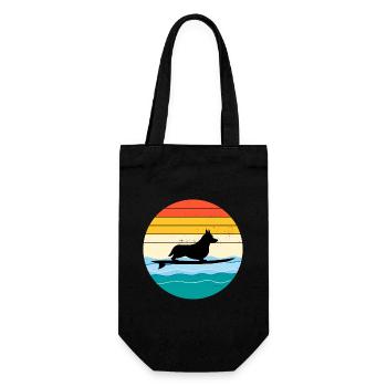 Cardigan Welsh Corgi Dog Surfing Sea Vintage retro - Gift Bag for Bottles - black - Front