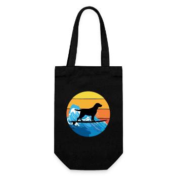 Labrador Retriever Dog Surfing Vintage Retro Sea - Sac à bouteille - noir - Devant
