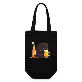 Câlins de chat avec de la bière - Sac à bouteille - noir - Devant
