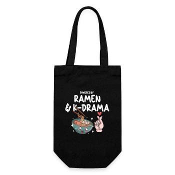 Powered by ramen and K-drama - Gift Bag for Bottles - black - Front