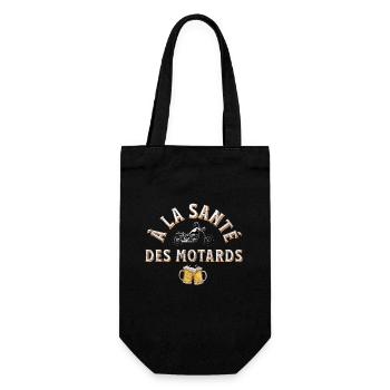 Homme humour moto apéro bière cadeau pour motard - Sac à bouteille - noir - Devant