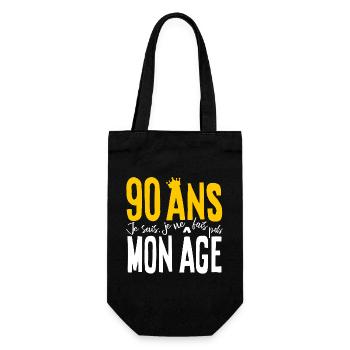 90 ANS Je sais, je ne fais pas mon âge (humour HF) - Sac à bouteille - noir - Devant