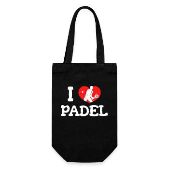 Spieler Ich Liebe Padel Statement Padelspiel Herz - Geschenkbeutel für Flaschen - Schwarz - Vorne