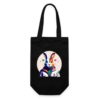 Bunny, Easter Bunny - Gift Bag for Bottles - black - Front