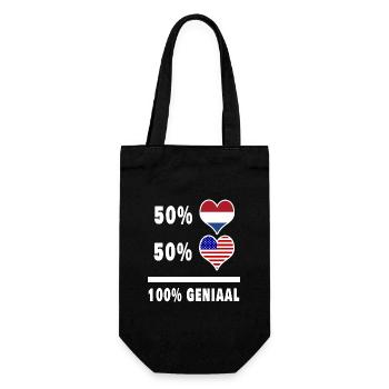 USA and The Netherlands 100% Genius flag - Gift Bag for Bottles - black - Front