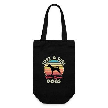 Foxterrier Glatte Hundesilhouette Retro Sonnenuntergang - Geschenkbeutel für Flaschen - Schwarz - Vorne