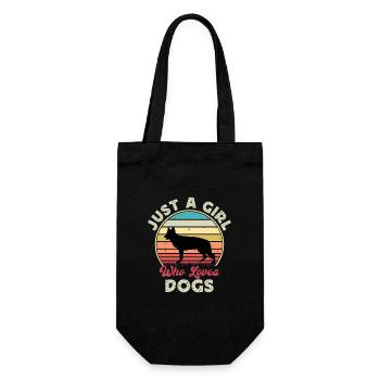 Deutscher Schäferhund Hundeliebhaber Silhouette Retro Sunset - Geschenkbeutel für Flaschen - Schwarz - Vorne