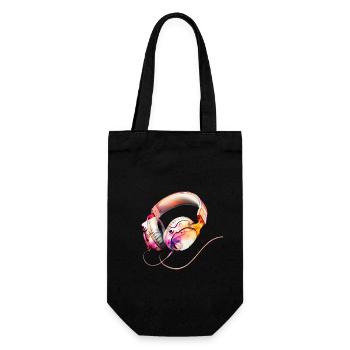 Mädchenaquarell von rosa Musikkopfhörern - Geschenkbeutel für Flaschen - Schwarz - Vorne