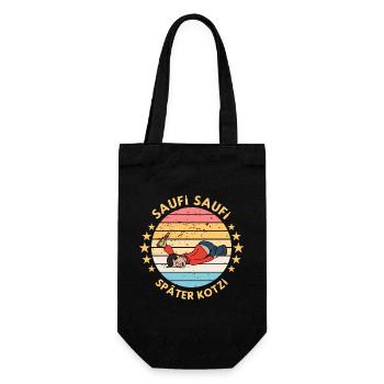 Lustiger Bier Alk Retro Malle JGA Mallorca Spruch - Geschenkbeutel für Flaschen - Schwarz - Vorne