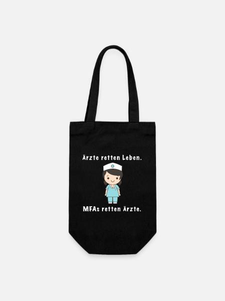 Lustiges MFA Spruchshirt – MFAs retten Ärzte - Geschenkbeutel für Flaschen - Schwarz