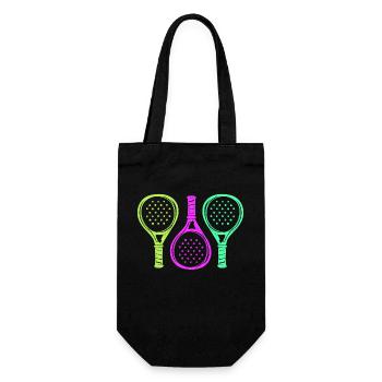 Padel Schläger Rückschlag Spieler Padelspiel - Geschenkbeutel für Flaschen - Schwarz - Vorne