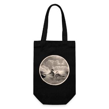 Duck couple in duck pond in nostalgic sepia - Gift Bag for Bottles - black - Front