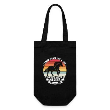 Ich weiß, ich renne wie ein Mädchen Pferde Design - Geschenkbeutel für Flaschen - Schwarz - Vorne