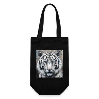 WHITE TIGER STREET ART - Gift Bag for Bottles - black - Front