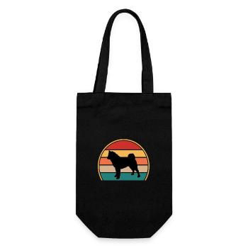 American Akita Dog Lover Silhouette Vintage Sunset - Sac à bouteille - noir - Devant