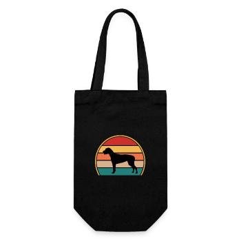Amerikanischer Foxhound Hund Liebe Silhouette Retro Sonnenuntergang - Geschenkbeutel für Flaschen - Schwarz - Vorne