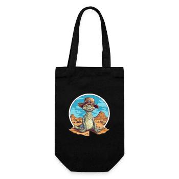 Dinosaure créatif avec chapeau dans le désert - Sac à bouteille - noir - Devant