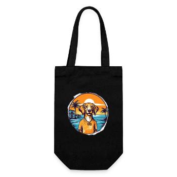 Dog with sunset on the beach - Gift Bag for Bottles - black - Front
