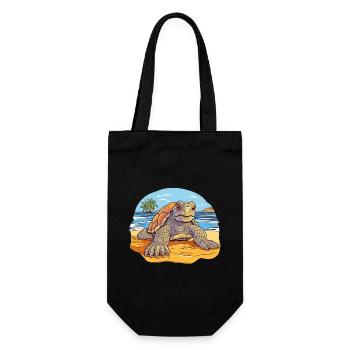 Schildkröte am Strand Illustration - Geschenkbeutel für Flaschen - Schwarz - Vorne