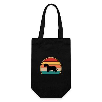 Cesky Terrier Hundeliebhaber Silhouette Vintage Sonnenuntergang - Geschenkbeutel für Flaschen - Schwarz - Vorne