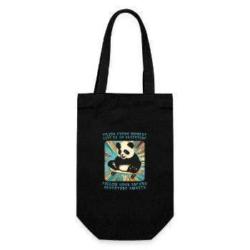 Panda's Adventure on Wheels - Gift Bag for Bottles - black - Front