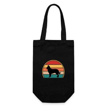 Chien de berger croate Chien amour Silhouette Rétro Coucher de soleil - Sac à bouteille - noir - Devant