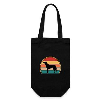 Collie Glatt Hund Liebhaber Silhouette Vintage Sonnenuntergang - Geschenkbeutel für Flaschen - Schwarz - Vorne