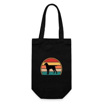 Lockig Beschichteter Retriever Hund Silhouette Retro Sonnenuntergang - Geschenkbeutel für Flaschen - Schwarz - Vorne