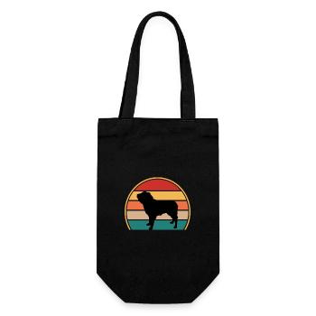 Niederländisch Smoushond Hund Liebe Silhouette Vintage Sonnenuntergang - Geschenkbeutel für Flaschen - Schwarz - Vorne