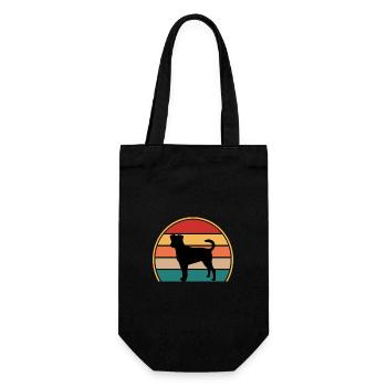 Chien de ferme suédois danois Silhouette Retro Coucher de soleil - Sac à bouteille - noir - Devant