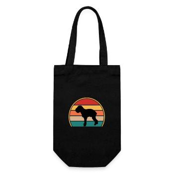 Griffon Bruxellois Hund Silhouette Retro Sonnenuntergang - Geschenkbeutel für Flaschen - Schwarz - Vorne