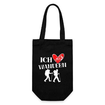 Bergwandern Ich Liebe Wandern Herz Statement - Geschenkbeutel für Flaschen - Schwarz - Vorne