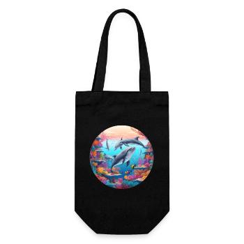 Underwater dolphin world in the reef - Gift Bag for Bottles - black - Front