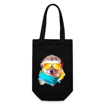 Piky der Igel - Geschenkbeutel für Flaschen - Schwarz - Vorne
