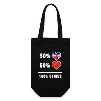 China und Großbritannien 100% Genius Flagge - Geschenkbeutel für Flaschen - Schwarz - Vorne
