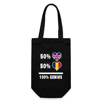 Romania and Great Britain 100% Genius Flag - Gift Bag for Bottles - black - Front