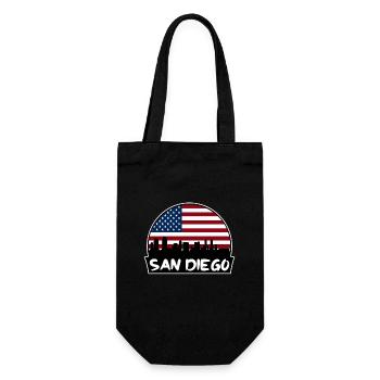 San Diego California Usa Flag Skyline Silhouette T - Gift Bag for Bottles - black - Front