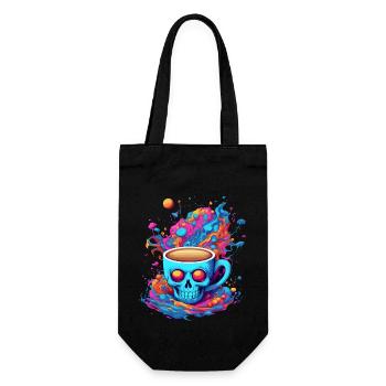 Mystische Totenkopf Tasse, Bunter Totenkopf - Geschenkbeutel für Flaschen - Schwarz - Vorne