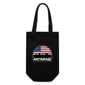 Anchorage Alaska Usa Flag Skyline Silhouette Trave - Gift Bag for Bottles - black - Front