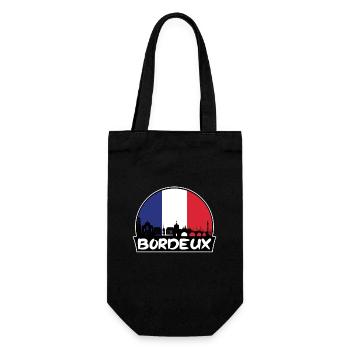 Bordeux Frankreich Flagge Skyline Silhouette Reisen - Geschenkbeutel für Flaschen - Schwarz - Vorne