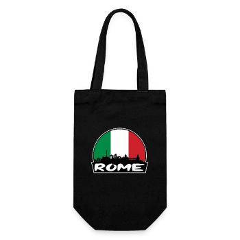 Rom Italien Flagge Skyline Silhouette Reisen - Geschenkbeutel für Flaschen - Schwarz - Vorne