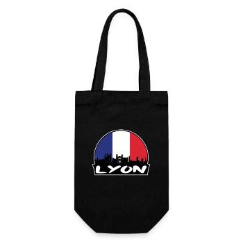 Lyon Frankreich Flagge Skyline Silhouette Reisen - Geschenkbeutel für Flaschen - Schwarz - Vorne