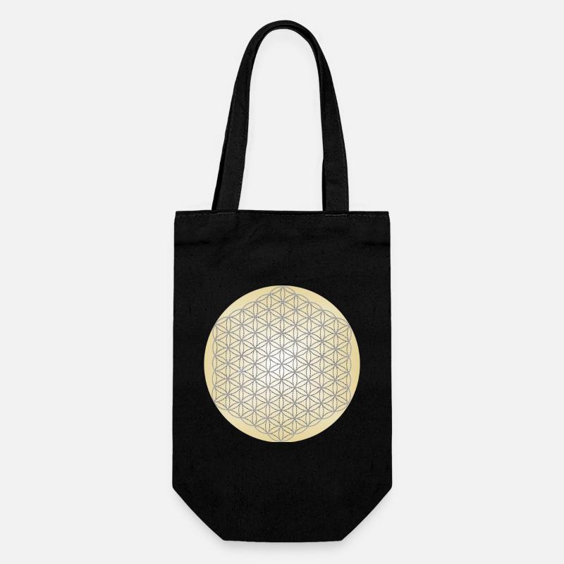 Fleur de Vie Argent - 5ème Dimension - Mandala - Sac à bouteille - noir