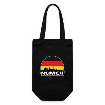 München Deutschland Flagge Skyline Silhouette Reisen - Geschenkbeutel für Flaschen - Schwarz - Vorne