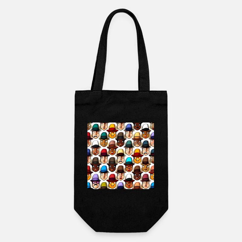 Visage dans le motif du chapeau - Sac à bouteille - noir