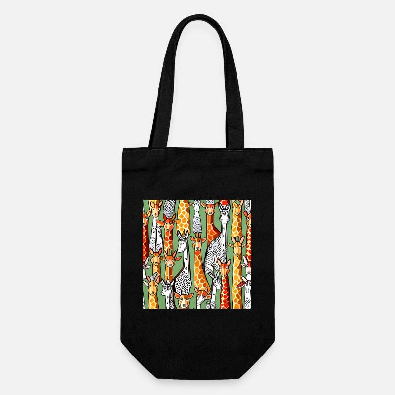 Motif de girafe heureuse - Sac à bouteille - noir