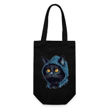 Katzenkopf Schwarze Katze Bombay Happy Cat Katzen - Geschenkbeutel für Flaschen - Schwarz - Vorne